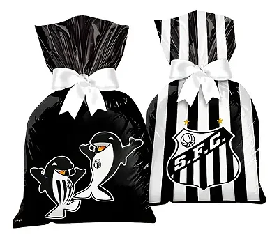 Sacola Plástica Festa Santos Futebol Clube 27x14cm - 8 Unidades