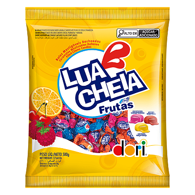 Bala Mastigável Lua Cheia Frutas 500g Dori - Sortida Recheada Sabor Intenso