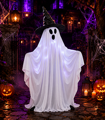 Fantasma com Chapéu e LED Halloween – 1,55 Metro