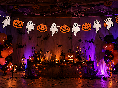 Varal Halloween Abóbora e Fantasma em Papel – 11 Peças