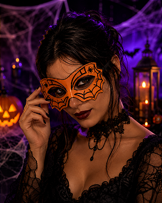 Máscara Teia de Aranha em Poliéster para Halloween