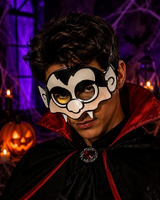Máscara Dracula em Poliéster para Halloween