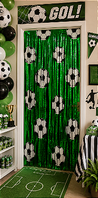 Cortina Decorativa Metalizada Futebol - 1x2 Metros