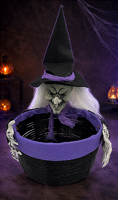 Cesta Decorativa Halloween em Plástico e Poliéster – 35 x 22 cm