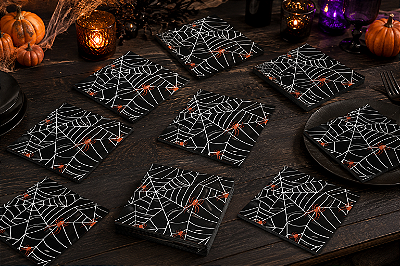 Guardanapo de Papel Folha Dupla Teias Halloween 32x32cm - 20 Unidades