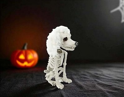 Enfeite Decorativo Halloween Esqueleto de Cachorro Poodle 25cm