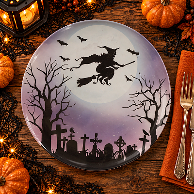 Prato de Sobremesa em Melamina Halloween Bruxa 20cm