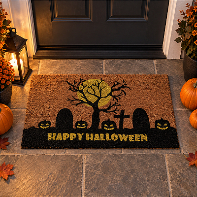 Capacho Decorativo Halloween Cemitério 33 x 60cm