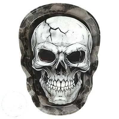 Bandeja Decorativa de Halloween Crânio Preto 18x25x2cm