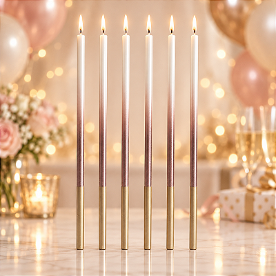 Vela Palito Gigante Dégradé Pérola 15 cm - 1 unidade Pct. – Pacote com 6 Unidades