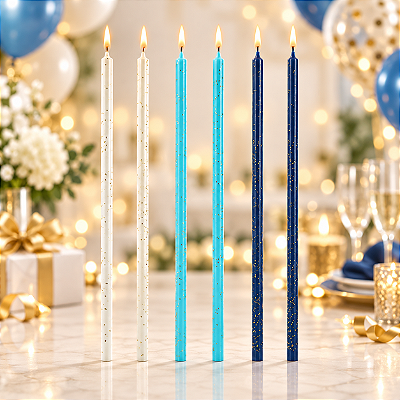 Vela Palito Gigante Azul e Branca 15 cm - 1 unidade Pct. – Pacote com 6 Unidades