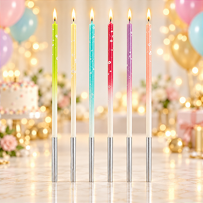 Vela Palito Gigante Dégradé Arco-iris 15 cm - 1 unidade Pct. – Pacote com 6 Unidades