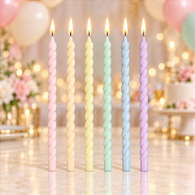 Vela Espiral Colorida - 12,5cm - 6 Unidades