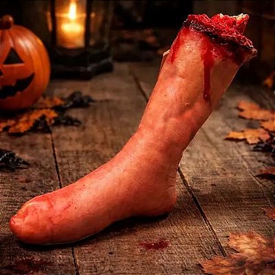 Perna Dilacerada Com Sangue Terror Halloween 35cm