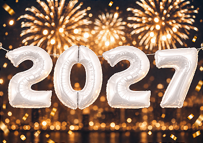 Balões Metalizados Números 2027 – 40 cm – Branco