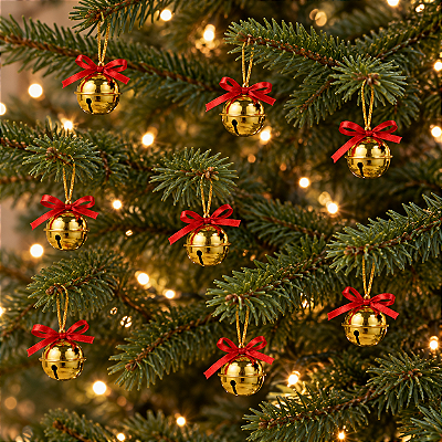 Enfeite Guizo de Natal Dourado 3 cm – 9 Peças