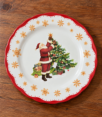 Prato Raso Natalino Papai Noel em Melamina 20 cm – Ceia de Natal