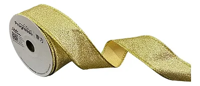 Fita Natalina Para Laços Brilhante 38mm X 2,70 Metros - Dourado