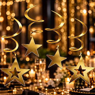 Pendente Decorativo Ano-Novo Metallic Metalizado Dourado – 4 Unidades