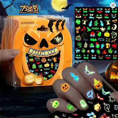 Adesivo de Unha Halloween Fluorescente – Brilha no Escuro (Cartela)
