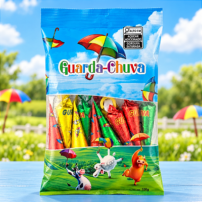 Chocolate Guarda Chuva Sabor Chocolate ao Leite - Embalagem com 100G - Aprox. 15 Unidades