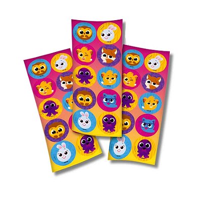 Adesivo Redondo Bolofofos - 3 Cartelas Com 10 Adesivos Cada (30 Unidades)