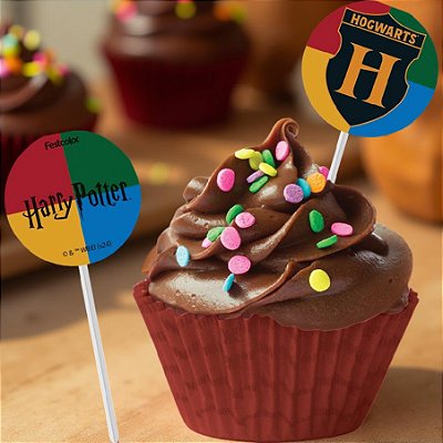 Bandeirinha para Docinhos Festa Harry Potter 9x4cm - 8 Unidades