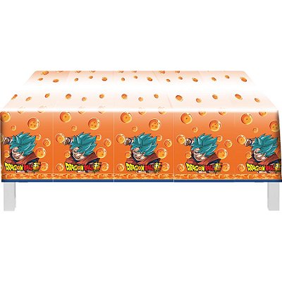 Toalha Plástica de Mesa Principal Festa Dragon Ball - 1,80X1,18 Metros