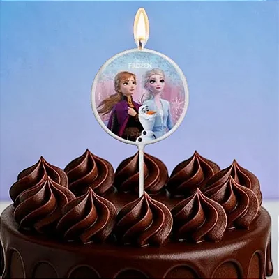Vela Plana de Aniversário Festa Frozen - 8CM