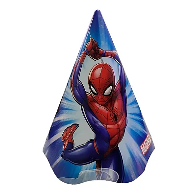 Chapéu de Aniversário Festa Homem Aranha - 8 Unidades