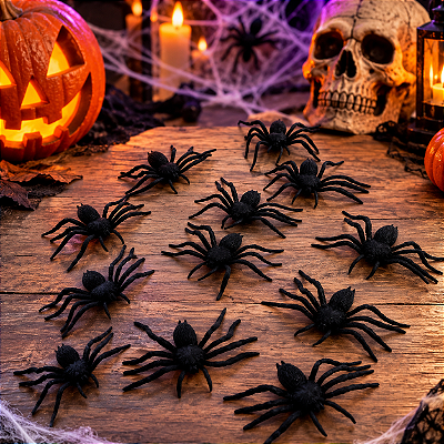 Mini Aranhas de Plástico – Decoração ou Lembrancinha Halloween – Pacote com 12 Unidades
