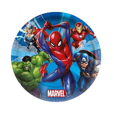 Prato de Festa Vingadores – 12 Unidades – Descartável Infantil