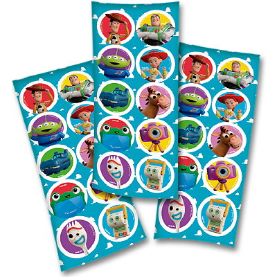 Adesivo Redondo Toy Story - 3 Cartelas Com 10 Adesivos Cada (30 Unidades)