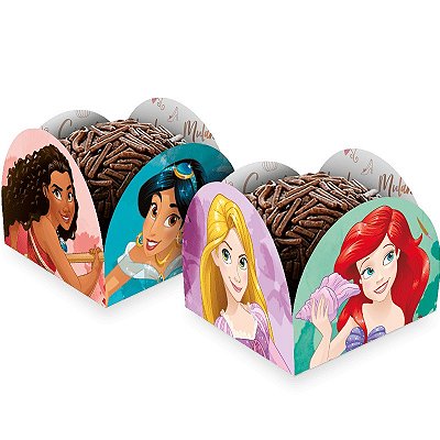 Porta Forminha Para Doces Festa Princesas Disney 3,5x3,5cm - 40 Unidades