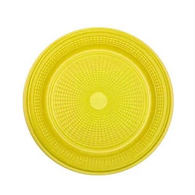 Prato Plástico Biodegradável Amarelo 15cm - 10 unidades