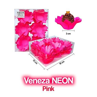 Forminha Veneza Rosa Neon - 40 unidades