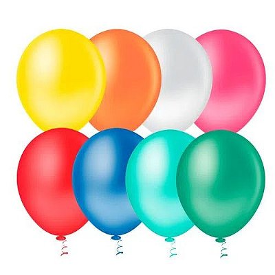 Balão Bexiga Sortido - Tamanho 9 Polegadas (23cm) - 50 unidades