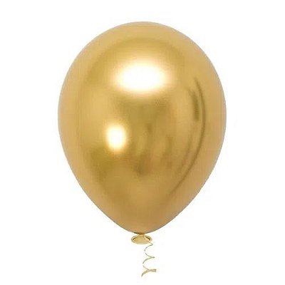Balão Platinado Cromado Dourado 9 Polegadas (23cm) - 25 unidades