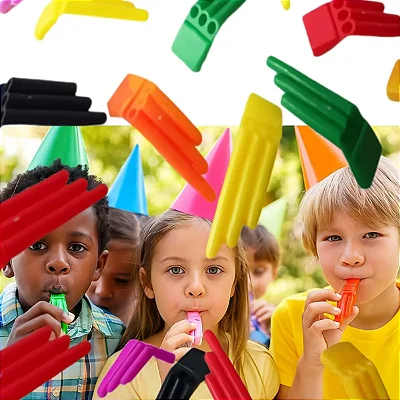 Apito Infantil 3 Furos Plástico Colorido Cores Sortidas - 20 Unidades