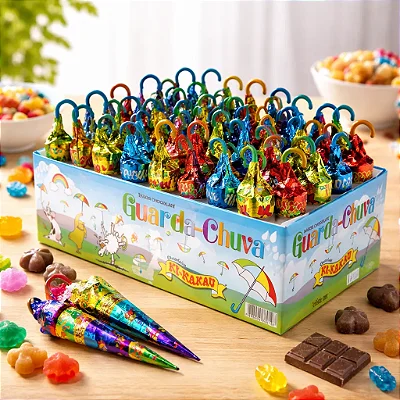 Guarda Chuva Chocolate ao Leite 340g - 50 Unidades - ki-kakau