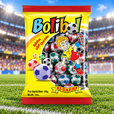 Bolinhas de Futebol Sabor Chocolate Bolibol 340g - Aprox. 50 Unidades