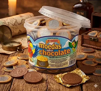 Moedas Chocolate 1 Real Pote 340 gramas Aprox. (80Un.) - Ki-Kakau