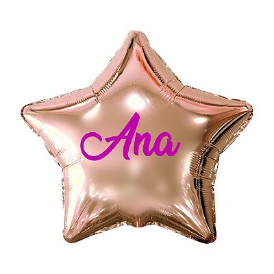 Balão Metalizado Estrela Personalizado - Letra Alegra Pink