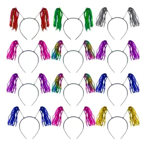 Tiara com Fitilhos Metalizados Coloridos – Kit com 12 Unidades