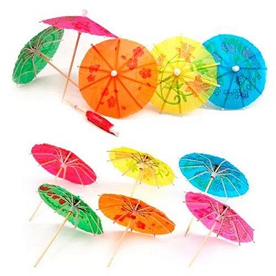 Palito Guarda Chuva Mini P/ Drinks e Coquetéis 10cm - 12 Unidades