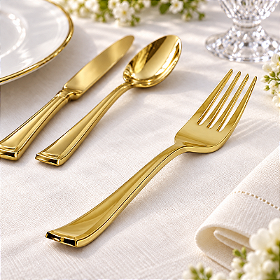 Garfo de Refeição Dourado 20cm - 8 Unidades