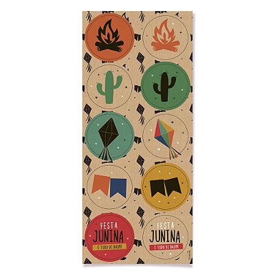 Adesivo Festa Junina Kraft - 3 cartelas