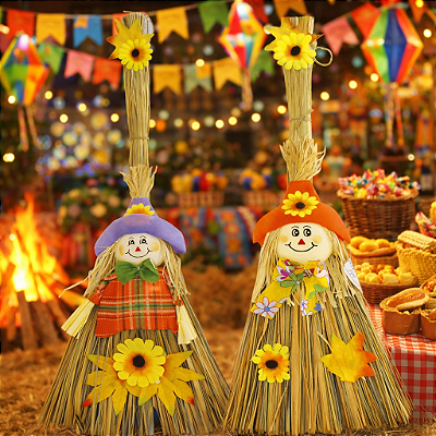 Vassoura Espantalho De Palha Festa Junina 53 Cm - Modelo Sortido - 1 Unidade