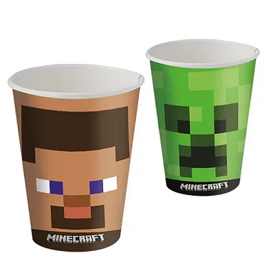 Copo de Papel Minecraft 200ml – 8 Unidades