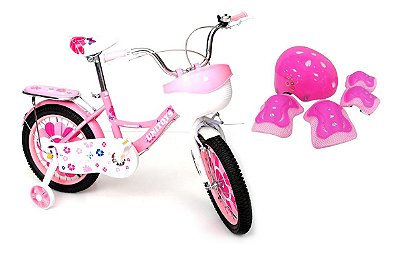 Bicicleta Infantil Aro 14 Princess Rosa+ Kit De Proteção